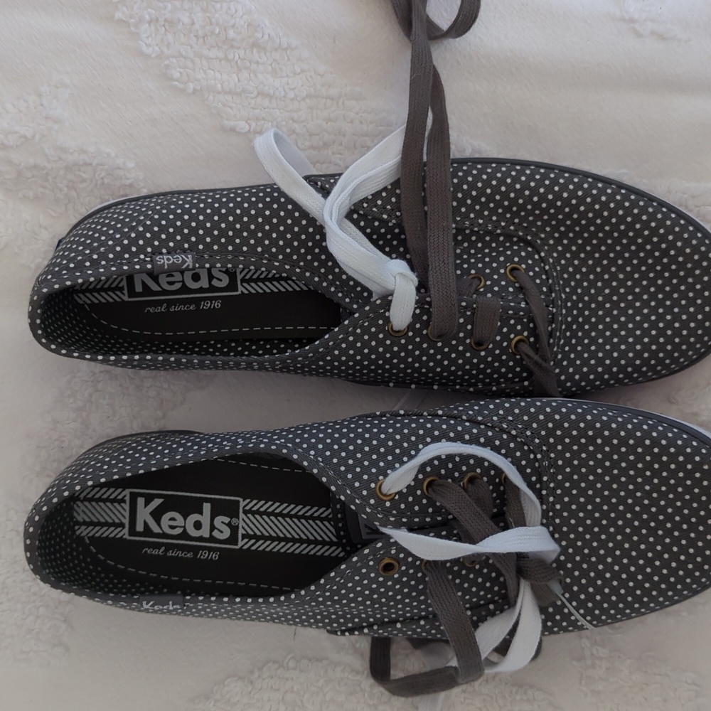 KEDS Champion Gray Polka Dot Classic Sneakers Women Size 8.5
